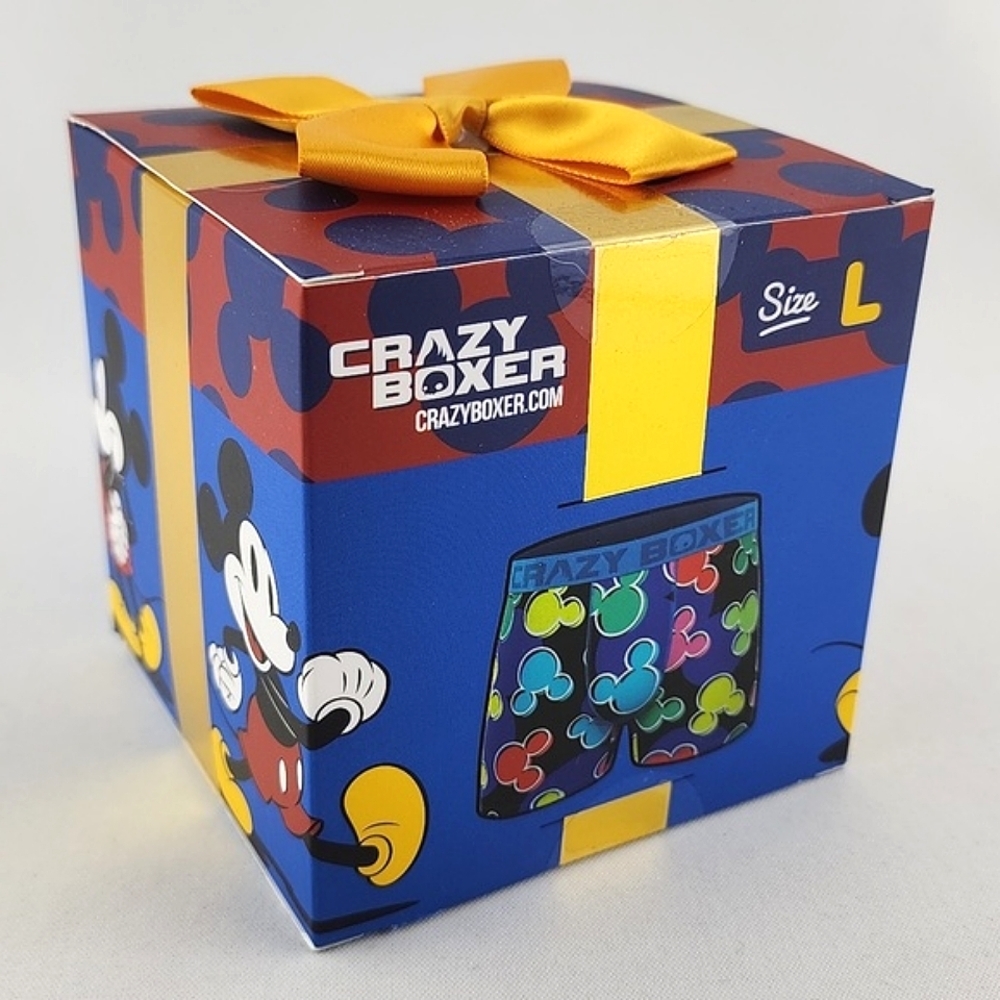 Disney Crazy Boxer Men's Mickey Mouse 1 Pair Boxer Briefs Blue Large 36-38